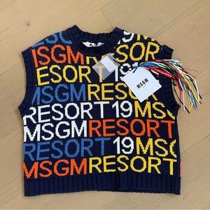 NWT MSGM Knit 19 Resort Oversized Logo Sweater Vest